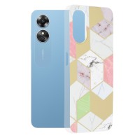 Techsuit Marble Back Cover voor Oppo A17 - Purple Hex