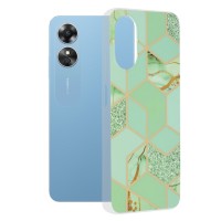 Techsuit Marble Back Cover voor Oppo A17 - Green Hex