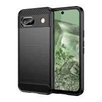 Techsuit Carbon Silicone Back Cover voor Google Pixel 8a - Zwart