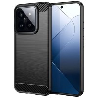 Techsuit Carbon Silicone Back Cover voor Xiaomi 14 Pro - Zwart