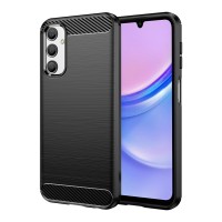 Techsuit Carbon Silicone Back Cover voor Samsung Galaxy A15 4G/5G - Zwart