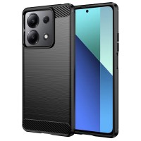 Techsuit Carbon Silicone Back Cover voor Xiaomi Redmi Note 13 4G - Zwart