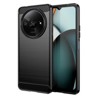 Techsuit Carbon Silicone Back Cover voor Xiaomi Redmi A3 - Zwart