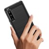 Techsuit Carbon Silicone Back Cover voor Sony Xperia 5 IV - Zwart