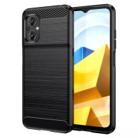 Techsuit Carbon Silicone Back Cover voor Xiaomi Poco M5 - Zwart