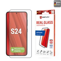 Displex Full Cover Real Glass Premium Screenprotector met Applicator voor Samsung Galaxy S24 - Zwart