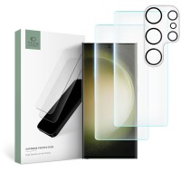 Tech-Protect Screenprotector Supreme Set (2+1 pack) voor Samsung Galaxy S23 Ultra - Transparant