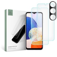 Tech-Protect Screenprotector Supreme Set (2+1 pack) voor Samsung Galaxy A14 4G/5G - Transparant